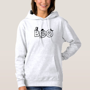 Halloween Boo with Witches Hat Black Cat Spider Hoodie