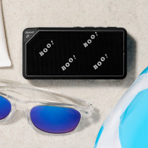 Halloween boo words on black bluetooth speaker