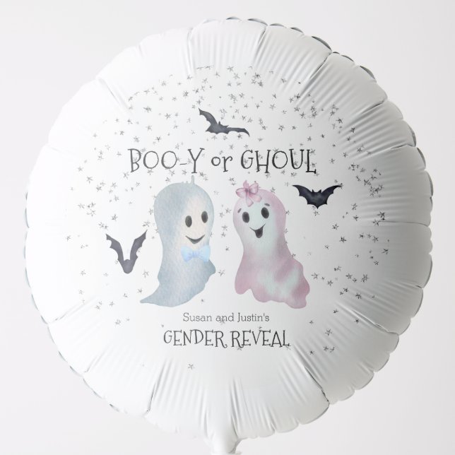 Halloween Boo-y and Ghoul Gender Reveal Ghosts   Balloon (Front)