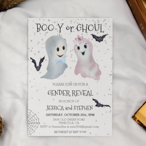 Halloween Boo_y and Ghoul Gender Reveal Ghosts Invitation