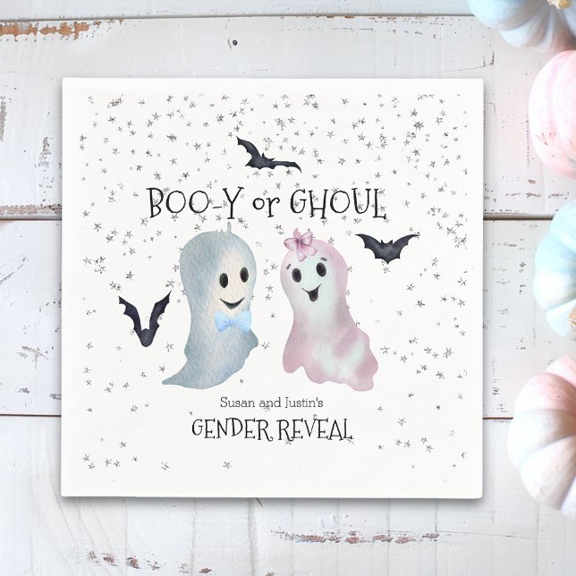 Halloween Boo-y and Ghoul Gender Reveal Ghosts  Napkins (Creator Uploaded)