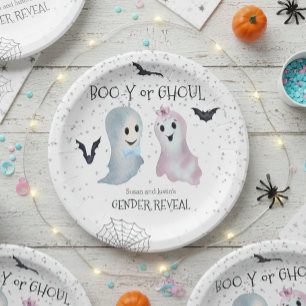Halloween Boo-y and Ghoul Gender Reveal Ghosts Paper Plates