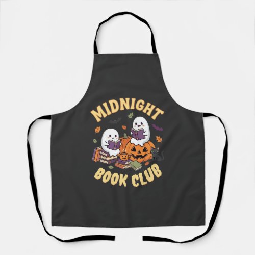 Halloween Book Club Ghost Reading Pumpkin Design_1 Apron