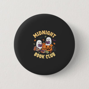 Halloween Book Club Ghost Reading Pumpkin Design_1 Button