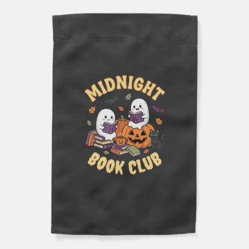 Halloween Book Club Ghost Reading Pumpkin Design_1 Garden Flag