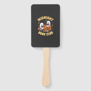 Halloween Book Club Ghost Reading Pumpkin Design_1 Hand Fan