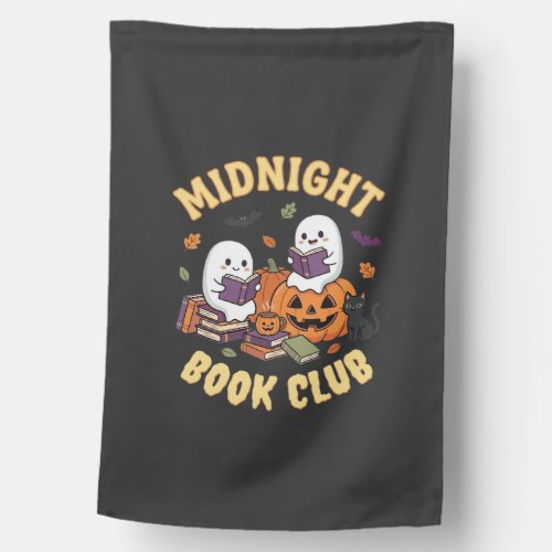 Halloween Book Club Ghost Reading Pumpkin Design_1 House Flag