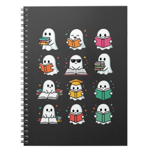 Halloween Book Reading Ghosts Kawaii Library Desig
