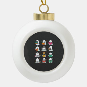 Halloween Book Reading Ghosts Kawaii Library Desig Ceramic Ball Christmas Ornament