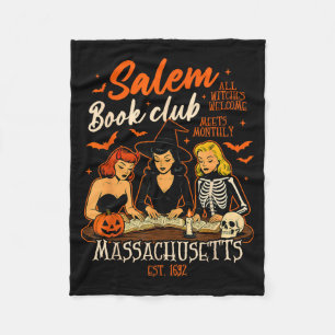 Halloween Book Reading Witch Salem Book Club Fleece Blanket