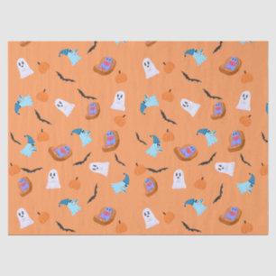 Halloween Bookish Ghost Pumpkin Bat Pattern Tissue Paper