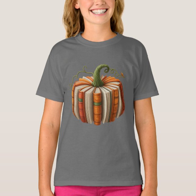 Halloween Bookish Pumpkin Shirt – Fall Reading (Front)