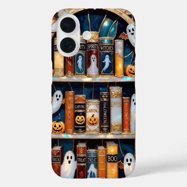 Halloween Bookshelf Phone Case Ghost Pumpkin Boo (Back)
