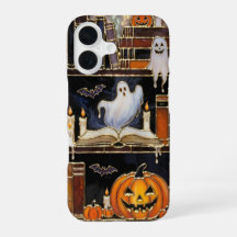 Halloween Bookshelf Phone Case Ghost Pumpkin Cozy