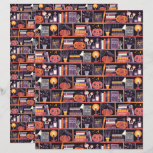 Halloween Bookshelf Scrapbook Paper