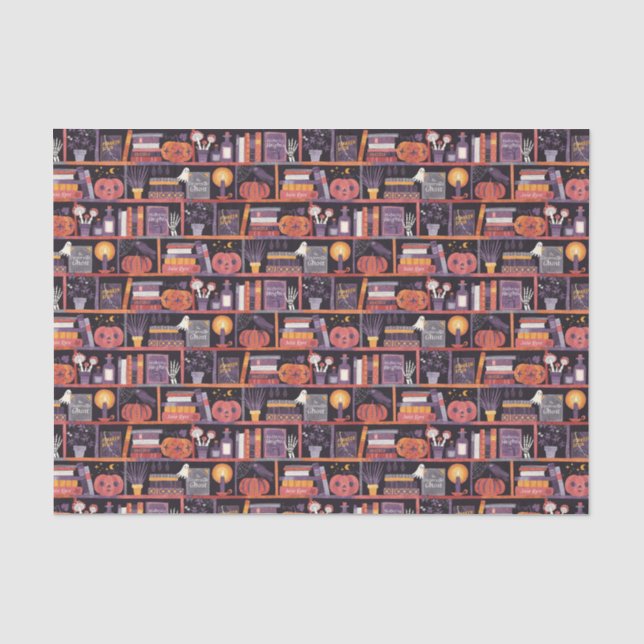 Halloween Bookshelf Tissue Paper (Front)