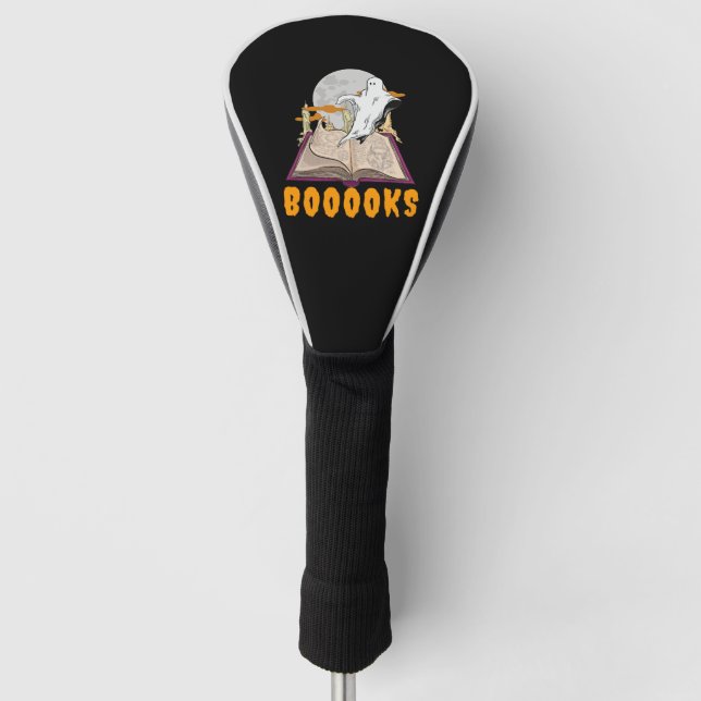 Halloween boooks. Ghost reading halloween Golf Head Cover (Front)