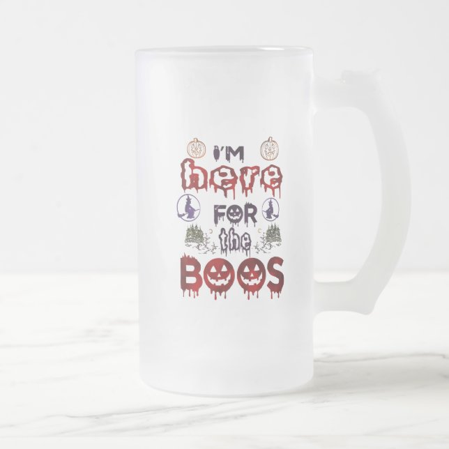 Halloween Boos  Frosted Glass Beer Mug (Right)