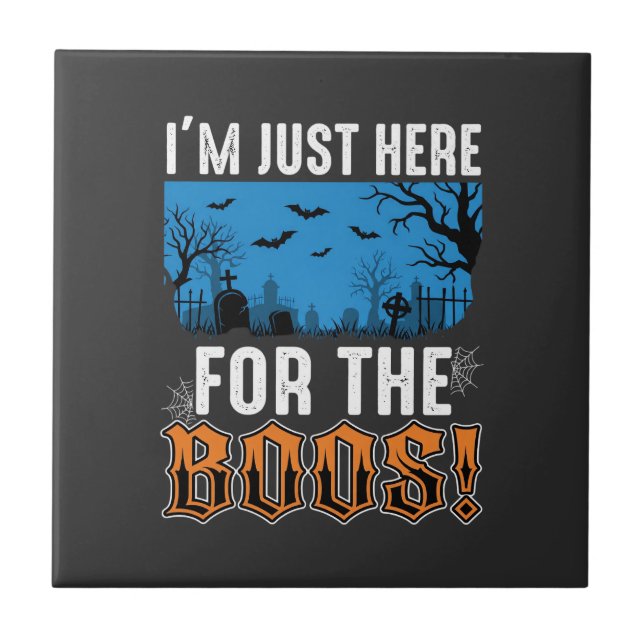 Halloween Boos Ghost Graveyard Vector Design_1 Ceramic Tile (Front)
