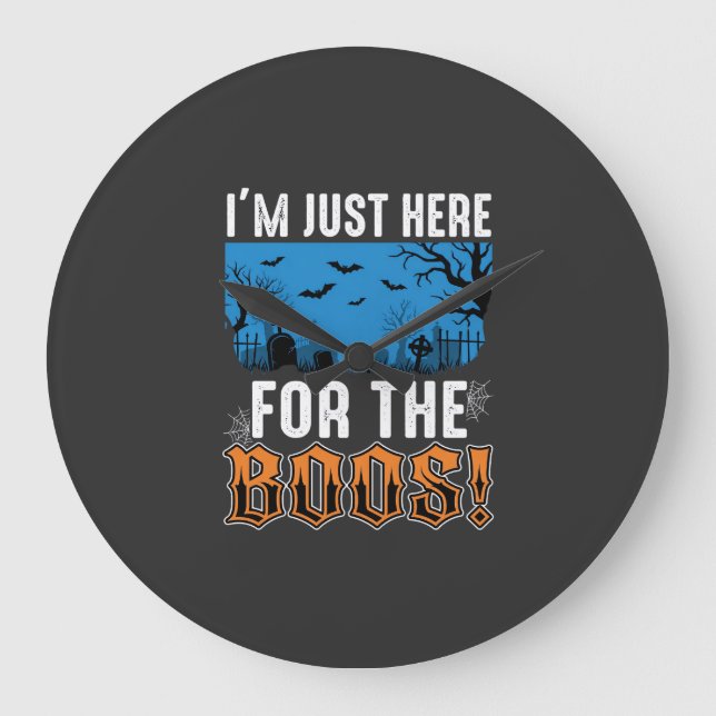 Halloween Boos Ghost Graveyard Vector Design_1 Large Clock (Front)
