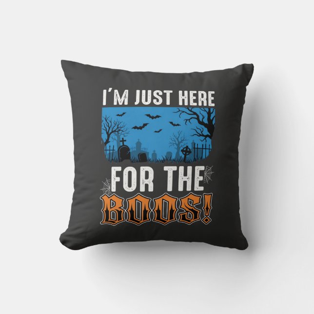 Halloween Boos Ghost Graveyard Vector Design_1 Throw Pillow (Front)