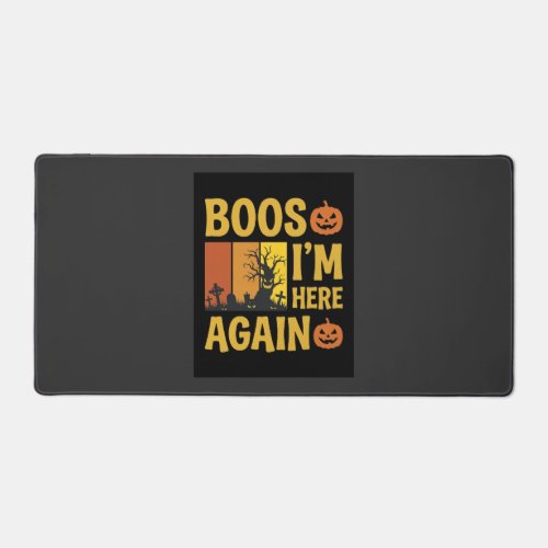Halloween Boos Im Here Again Retro Graveyard Desig Desk Mat