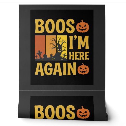 Halloween Boos Im Here Again Retro Graveyard Desig Wallpaper