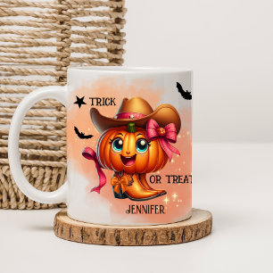 HALLOWEEN BOOT PUMPKING Two-Tone COFFEE MUG