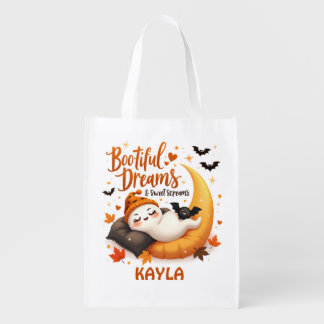 Halloween Bootiful Dreams Cute Ghost Sweet Screams Grocery Bag