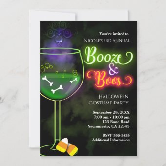 Halloween Booze and Boos Cocktail Party Invitation | Zazzle