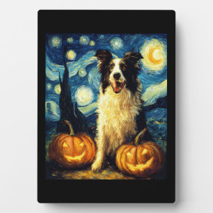 Halloween Border Collie Fall Pumpkin Plaque