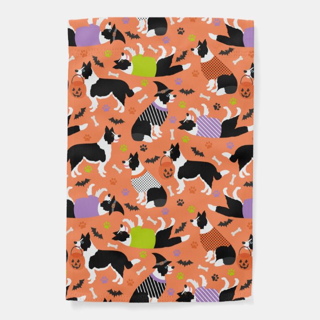 Halloween Border Collie Garden Flag (Front)