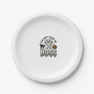 Halloween Boss Ghost Vintage Engraving Shirt Desig Paper Plates