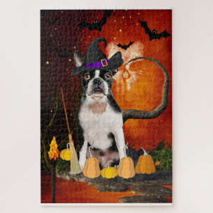 Halloween Boston Terrier Dog Jigsaw Puzzle