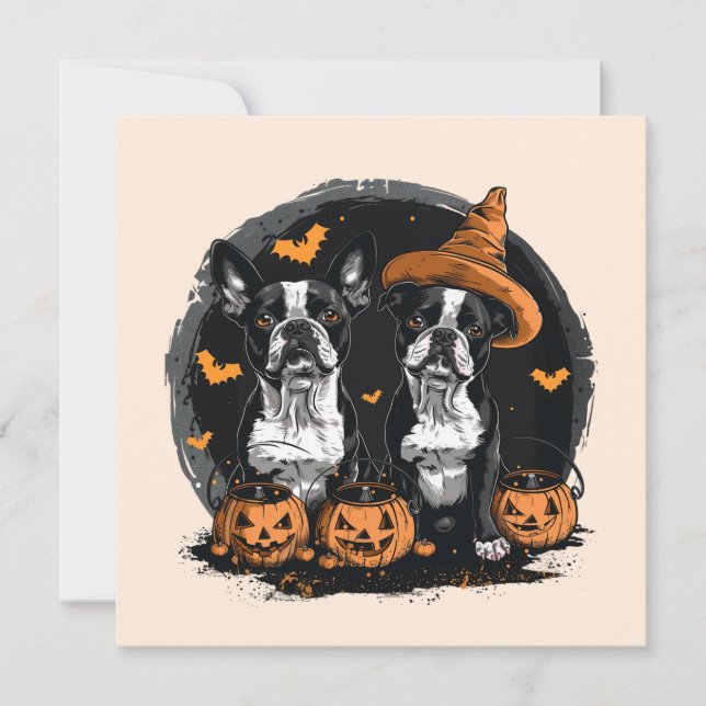 Halloween Boston Terrier Dogs Invitation (Front)