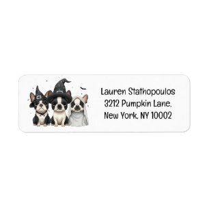 Halloween Boston Terrier Dogs Label