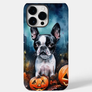 Halloween Boston Terrier With Pumpkins Scary  Case-Mate iPhone 14 Pro Max Case