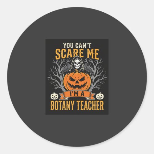 Halloween Botany Teacher Skeleton Pumpkin Design Classic Round Sticker