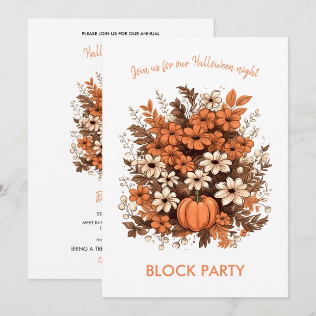 Halloween Bouquet Block Party Invitation (Front/Back)