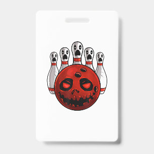 Halloween Bowling Bowler Bowlingween Pun T-Shirt Badge
