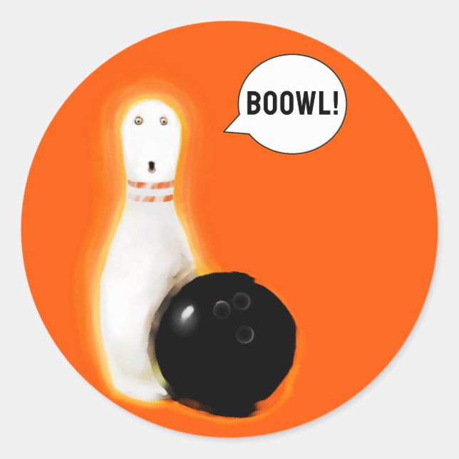 Halloween Bowling Humor Classic Round Sticker (Front)