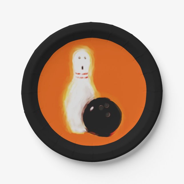 Halloween bowling party paper plates (Front)
