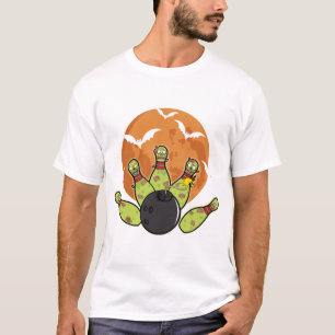 Halloween Bowling Zombie Pins Bats Bowler Gift T-Shirt