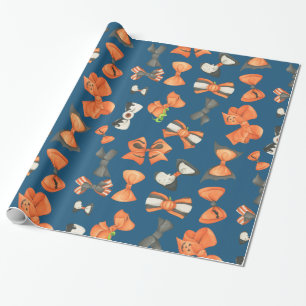 Halloween bows orange and black wrapping paper
