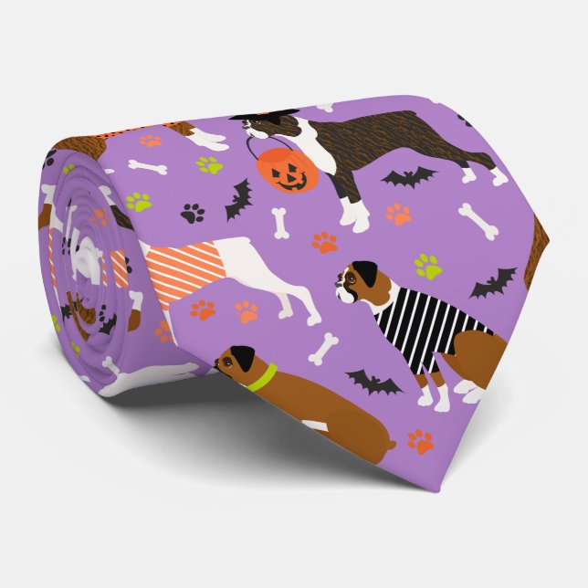 Halloween Boxer Dog Neck Tie (Rolled)