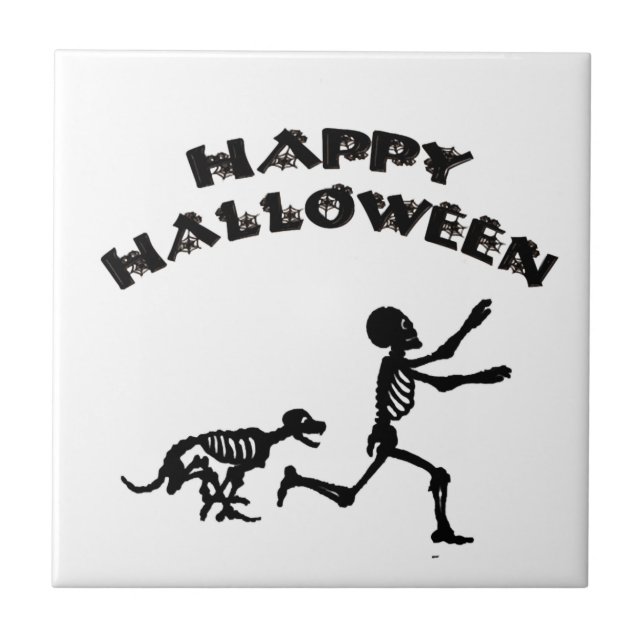 Halloween Boy and Dog Ceramic Tile (Front)