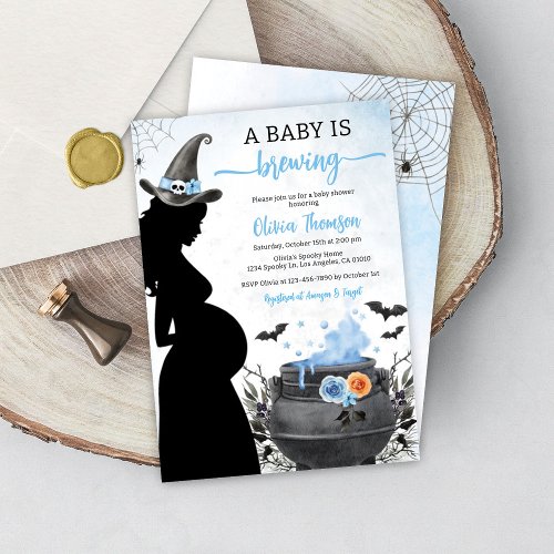 Halloween Boy Baby Shower Baby Is Brewing Invitation