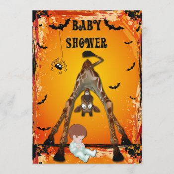 Halloween Boy Baby Shower Funny Giraffe Invitation by Just_Giraffes at Zazzle