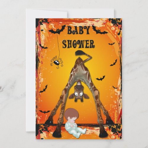 Halloween Boy Baby Shower Funny Giraffe Invitation