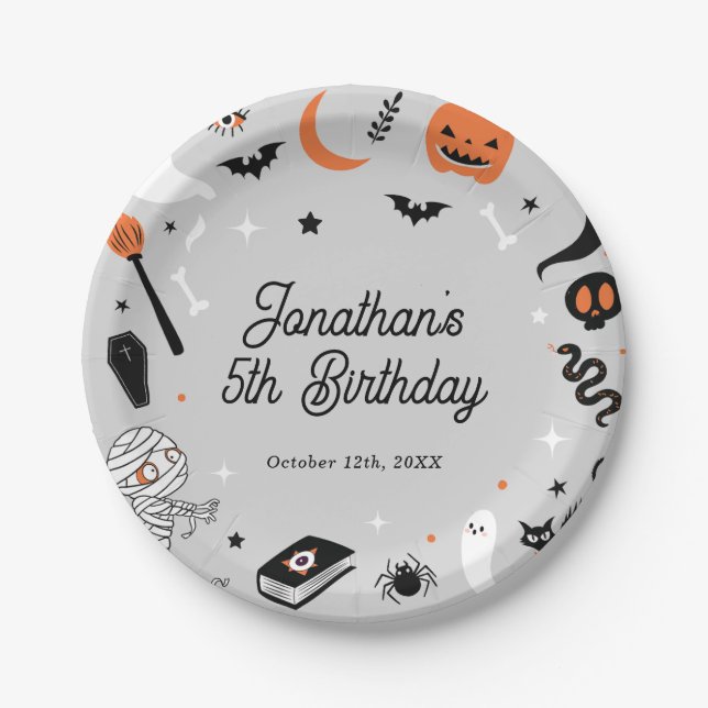 Halloween Boy Birthday Party  Paper Plates (Front)